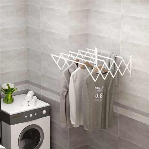 Wall Mounted Extendable Foldable Clothes Dryer White 2