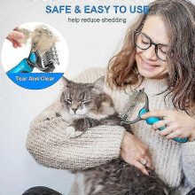 2-in-1 kaksipuolinen koiran turkinhoitoharja, takkujen poistokampa, karvanlähtötyökalu koirille ja kissoille, poistaa irtonai