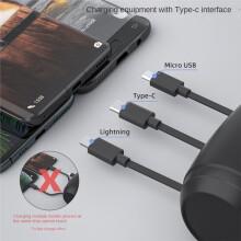 Estación de Carga para Automóvil Retráctil de 3 en 1 con Multi Reposacabezas para Todos los Teléfonos, Carga para Clientes de Compartir Viaje, 1PC