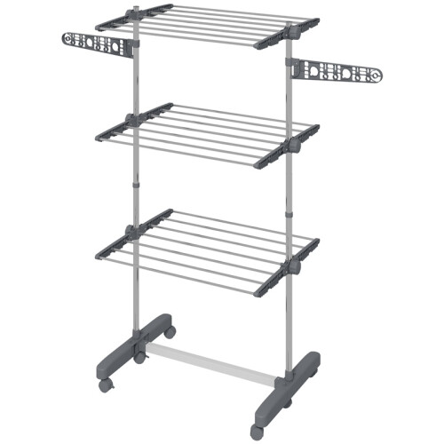 Foldable Clothes Drying Rack 4 Tier One Click System Blue Silver 1