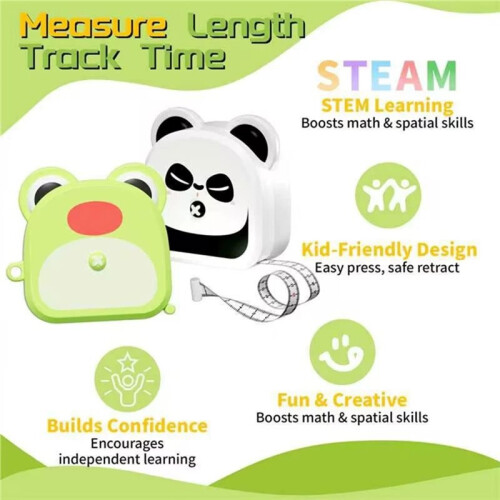 2 in 1 Kids Tape Measure with Countdown Timer,Retractable Measuring Tape for Height Measurement, Cooking Timer Tool B 2