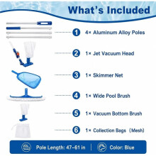 Pool Cleaning Kit for Above Ground Pools Pool Vacuum and Skimmer Combo, Spa Jet Vacuum with Net & Brush EU Interface