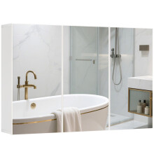 Armoire de toilette avec miroir Ă 3 portes, murale, blanche