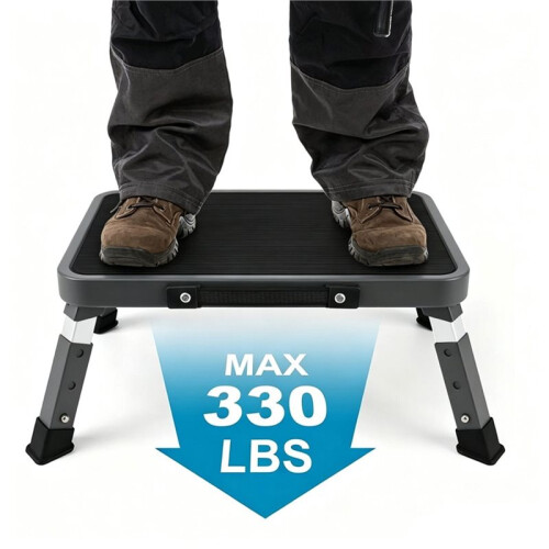 Folding Step Stool, Adjustable Step Stool with Non-Slip Platform, 330 Lbs Capacity, Step Ladder for Adults in Kitchen 2