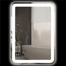 Miroir de salle de bain lumineux, commande tactile, antibuée, argent