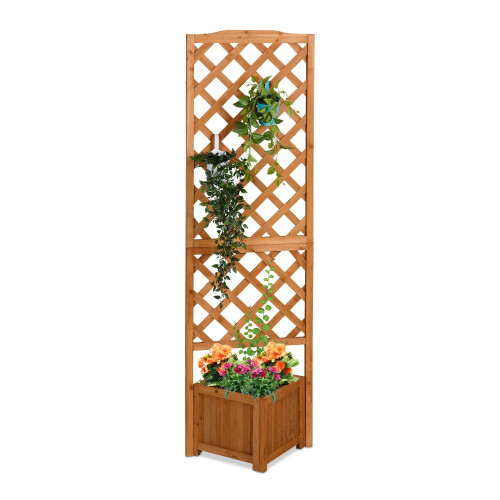 Wooden Trellis Planter Box, 180 cm, Orange 1