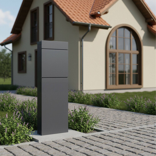 Freestanding Anthracite Steel Letterbox with Lock 2