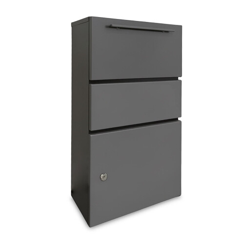 Weatherproof Metal Parcel Box, Dark Gray, Lockable 1