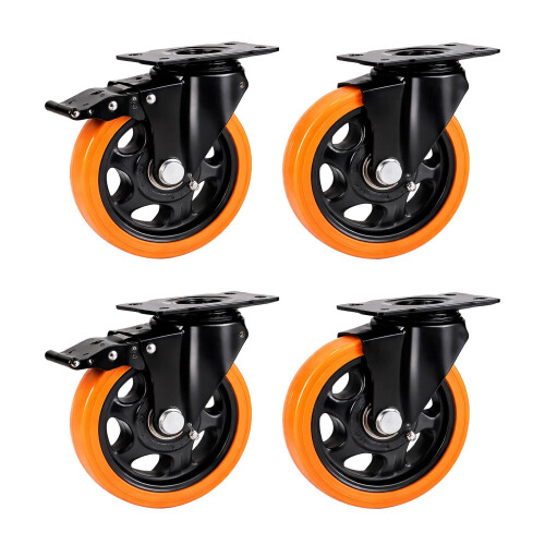 Roulettes pivotantes de 125 mm, acier et PVC, charge maximale de 150 kg 1