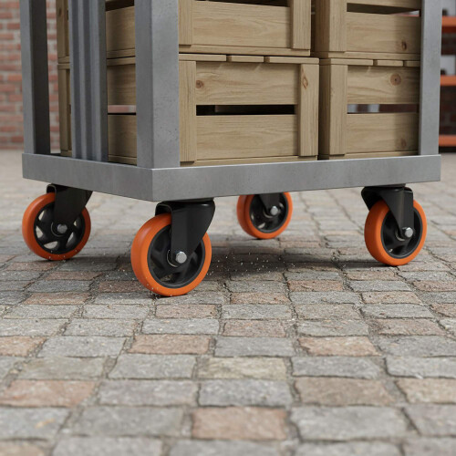 Roulettes pivotantes de 125 mm, acier et PVC, charge maximale de 150 kg 2