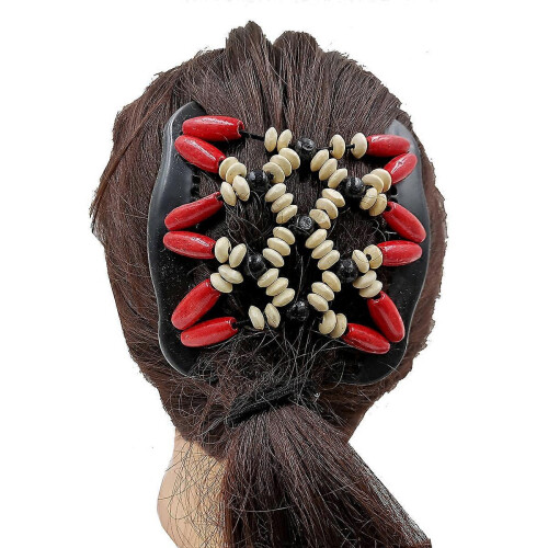 Pente Duplo Vintage com Contas para Estilizar o Cabelo de Mulher, Elegante e Resistente 1