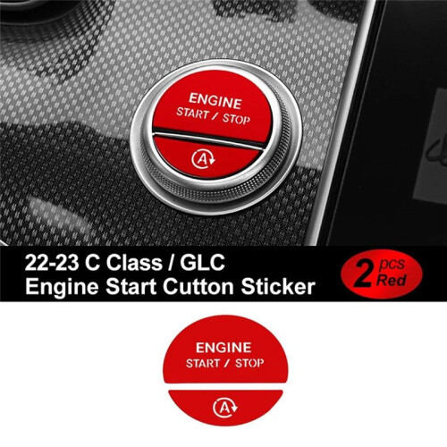 Car Interior Engine One Start Stop Key Button Sticker for - C E GLC-Class W206 W214 X254 2022-2024 Red 2