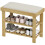 Bamboo Shoe Bench with Storage Compartments Cream White 2