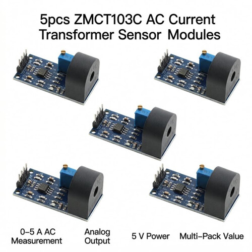 5pcs ZMCT103C AC Current Transformer Sensor Module, 0-5 A Single‑Phase, 5 V Supply, Analog Output 2