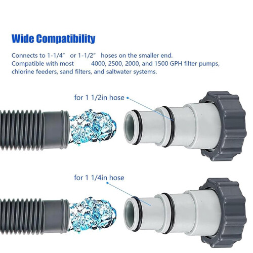 Pool Hose Adapter A - 1.5" to 1.25" Conversion Connector for Filter Pumps & Saltwater Systems, 4-Pack 2