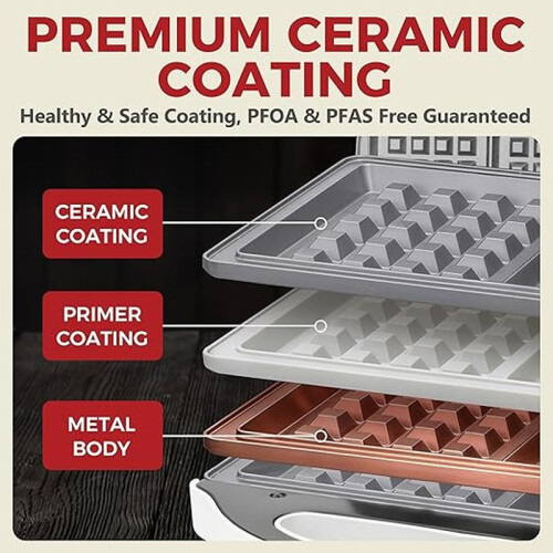 2-Slice Belgian Waffle Maker, PFAS-Free Ceramic Non-Stick Plates for Mini Waffles 2