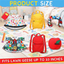 2 Pack Back to School Costume Set, 23" Cement Garden Statue Outfit with School Bag, Pencils & Notebook