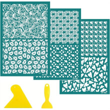 Reusable Valentines Day Silk Screen Transfers Heart Flowers Earrings Stencils for T-Shirt Valentines Day Mesh Transfers