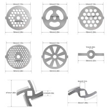10Pcs Meat Grinder Blades Set, Stainless Steel Meat Grinder Plate Discs Sausage Stuffer Ring Food Grinding Blades