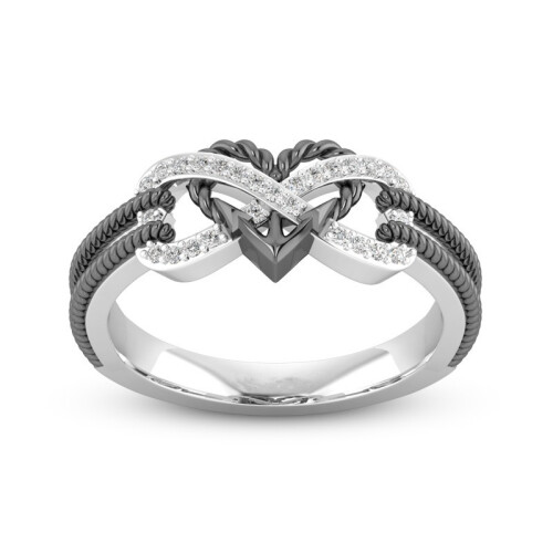 (10,10)Rings Flower Pattern Heartshaped Ring 1