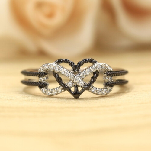 (10,10)Rings Flower Pattern Heartshaped Ring 2