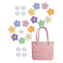 Accessories Charms,Rubber Beach Accessories Inserts,Daisy Flower Bag Charms for Bogg Bag