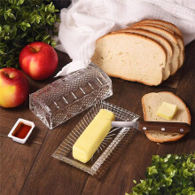 Glass Butter Dish for Countertop Butter Holder Clear Butter Keeper Container Plate Covered Keeper Holder Serving Cheese