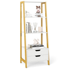 Ensemble de rangement compact pour bureau à domicile (2 pièces) – Étagère en échelle de 134 cm et porte-manteaux d'angle doré