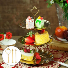 4 Set of 3 Tier Cake Plate Stand Handle Hardware, 2 Styles Tiered Fruit Cake Plate Handle Cake Tray Stand, Gold