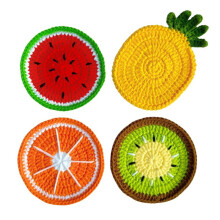 4pcs Cute Crochet Fruit Coaster for Women, Funny Coffee Table Decor and Housewarming