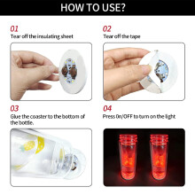 25 Pcs LED Coaster Round Flash Cup Mat Sticker Lights for Wine Liquor Bottle, Drinks Party, Bar Party