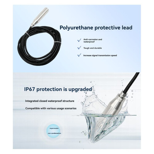 Submersible Water Level Transmitter Liquid Level Sensor High Protection Water Level Measurement 2meters Range 5m Cable 2