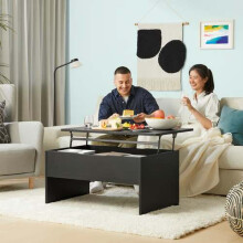 ÖSTAVALL Adjustable coffee table, black, 90 cm