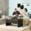 ÖSTAVALL Adjustable coffee table, black, 90 cm 1
