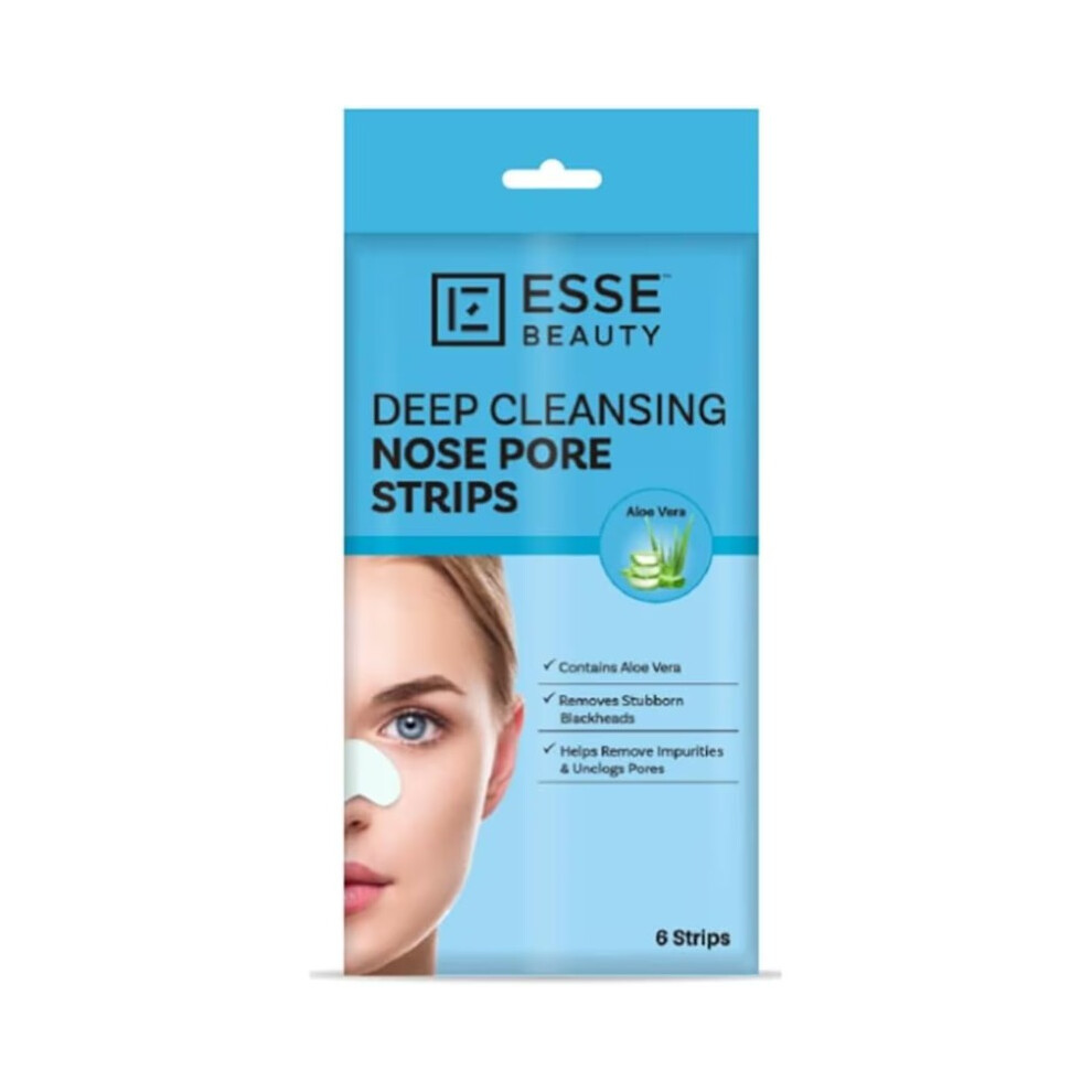 Esse Beauty Aloe Nose Pore Strips 6s Deep Cleansing Blackhead Remover, Aloe Vera Infused Pore Strips, Unclogs Pores & Removes Excess Oil