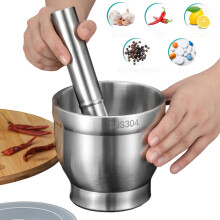 Stainless Steel Mortar and Pestle, Heavy Duty Pill Crusher, Spice Grinder, HerbCrusher Enhanced Performance (5 Inch)