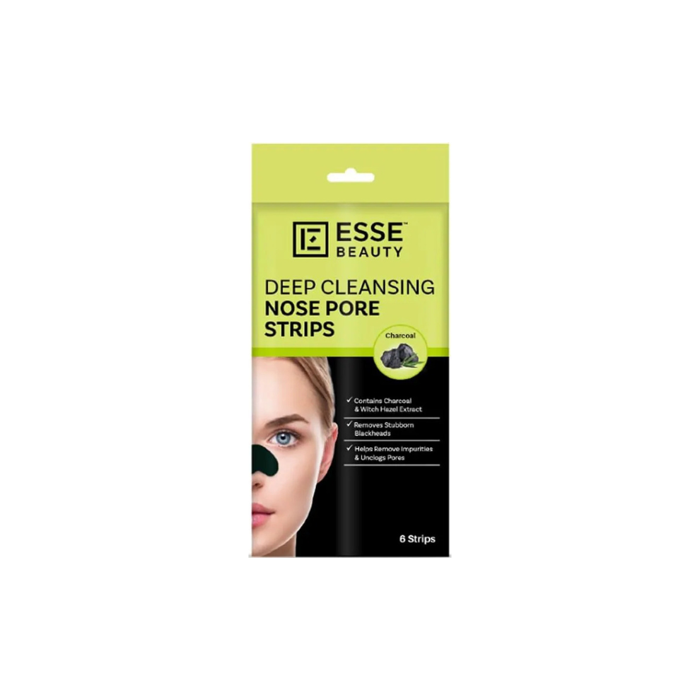Esse Beauty Charcoal Nose Pore Strips 6s Activated Charcoal Deep Cleansing Blackhead Remover, Unclogs Pores, Removes Dirt & Excess Oil
