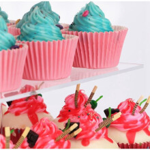4-Laags Acryl Cupcakestandaard, Vierkante Cupcake-Displaystandaard voor Verjaardag, Babyshower, Theekransje en Bruiloftsdecoratie
