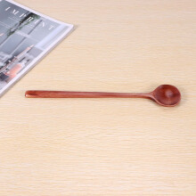 Long Spoons Wooden, 5 Pieces Korean Style 10.9 inches  Natural Wood Long Handle Round Spoons for Soup Cooking Mixing Stirrer Kitchen Tools