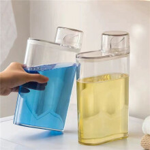 2X Botella Dispensadora de Detergente para Ropa Transparente con Tanque Sellado para Detergente en Polvo y Blanqueador para Lavandería