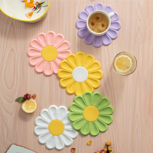 Flower Coasters Beverage Coasters Non-Slip Insulation Pads Table Mats Kitchen Accessories Coasters 2
