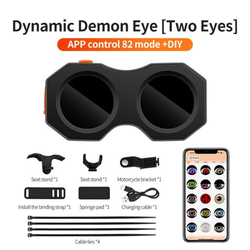 Devil'S Eye Lamp Motorcycle Electric Bicycle Rear Light Rear Mirror Modification APP Contro Eye LED Dynamic Atmosphere,B 1