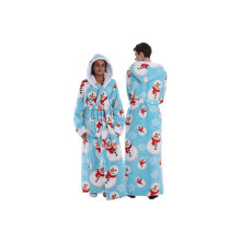 (1) Wear-resistant Lazy Blanket TV Blanket Outdoor Cold-proof Hooded Home Clothes Long-sleeved Thickened Couple Hooded Bathrobe Home C