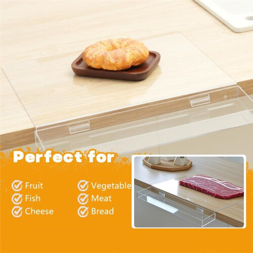 Tábua de Corte de Acrílico com Recipiente para Resíduos e Borda de Balcão, Tábua de Corte  Transparente de 17 X 13 Polegadas para Bancada de 1
