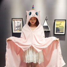 (11, 100xx80cm) Cartoon Cute Cloak Blanket Flannel Lazy Shawl Cloak Student Hooded Home Office Nap Blanket Winter Bed Blanket Coral Velvet Warm
