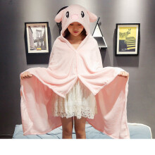 (9, 100xx80cm) Cartoon Cute Cloak Blanket Flannel Lazy Shawl Cloak Student Hooded Home Office Nap Blanket Winter Bed Blanket Coral Velvet Warm