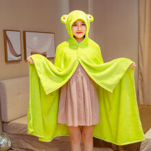(1, 100×160cm) Cartoon Cute Cloak Blanket Flannel Lazy Shawl Cloak Student Hooded Home Office Nap Blanket Winter Bed Blanket Coral Velvet Warm