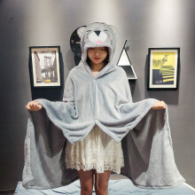 (12, 100xx80cm) Cartoon Cute Cloak Blanket Flannel Lazy Shawl Cloak Student Hooded Home Office Nap Blanket Winter Bed Blanket Coral Velvet Warm