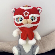 (4) Cartoon Chinese Red Lion New Year Christmas Cloak Hooded Blanket Flannel Hooded Hat Gloves Wearable Warm Children's Cosplay Gift