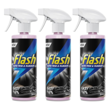 Flash Car Care Trim & Rubber Restorer, 3 x 500ml, Plastic Cleaner, Bumper & Seal